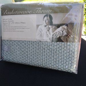 Mint Green Soft Basketweave Throw by Ellery Homestyles 50 x 70"